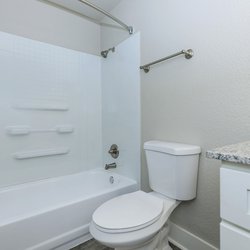Bathroom with modern finishes at Stone Canyon Apartments, located in Colorado Springs, CO